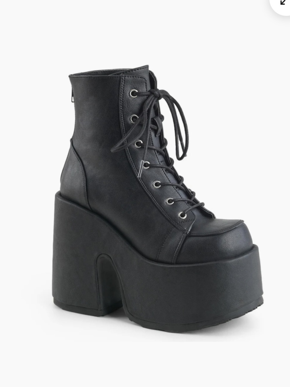 Demonia Camel - 203 Black Platform Lace Uo Boots